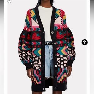 Farm Rio Strawberry Crazy Mix Cardigan Sweater Size Large